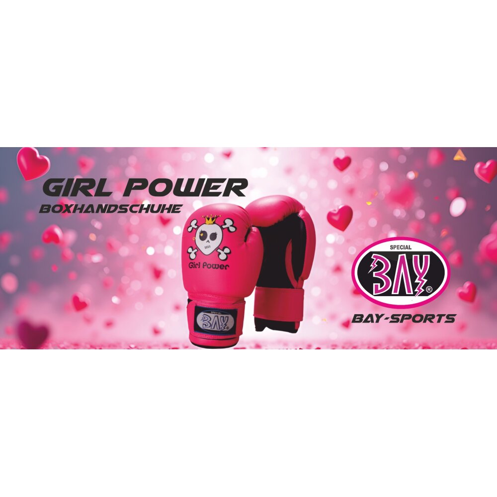 Girl Power Kinder Boxhandschuhe Totenkopf pink/schwarz 10 Unzen