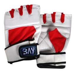 Sandsackhandschuhe Orbit Leder wei&szlig;/rot XL
