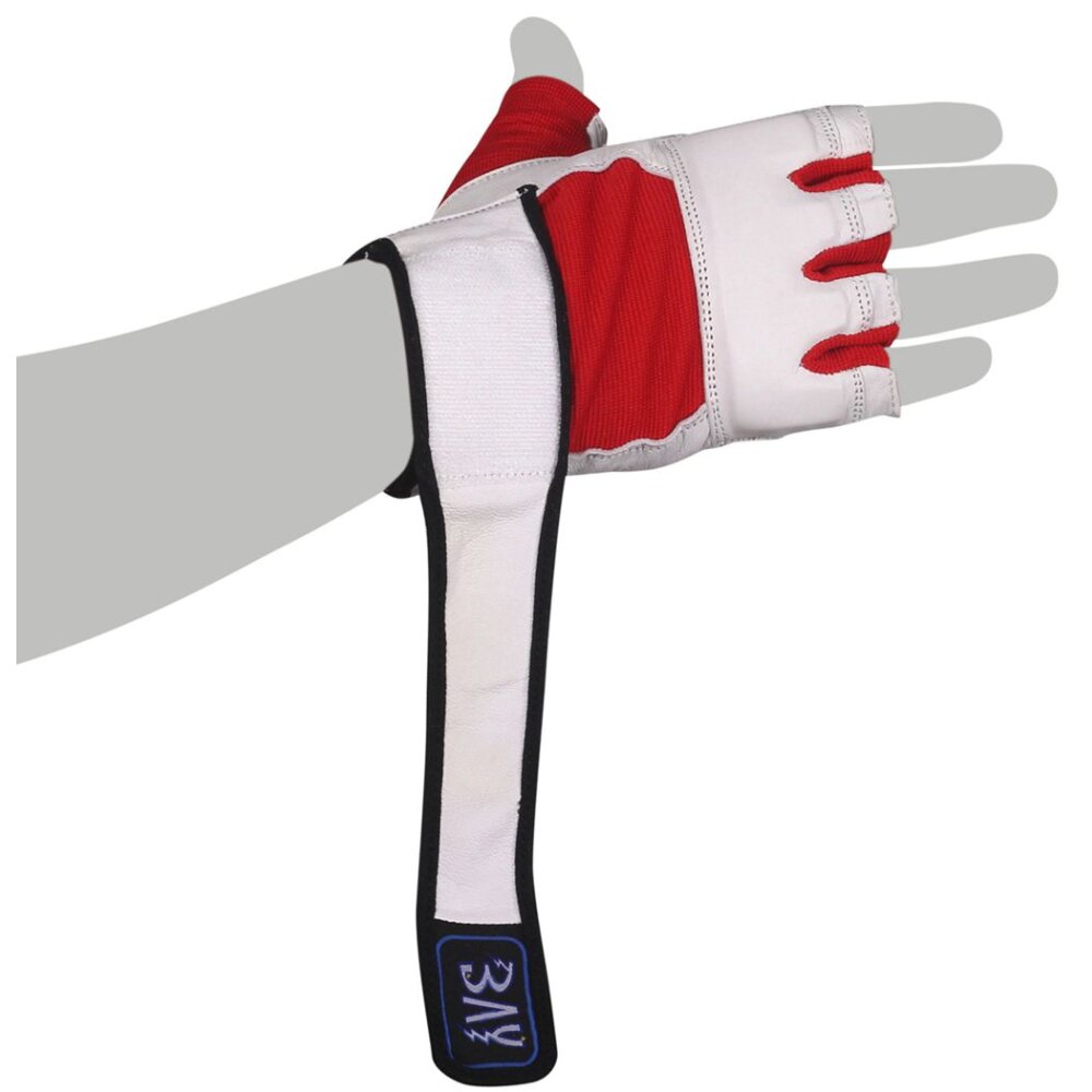 Sandsackhandschuhe Orbit Leder wei&szlig;/rot XL