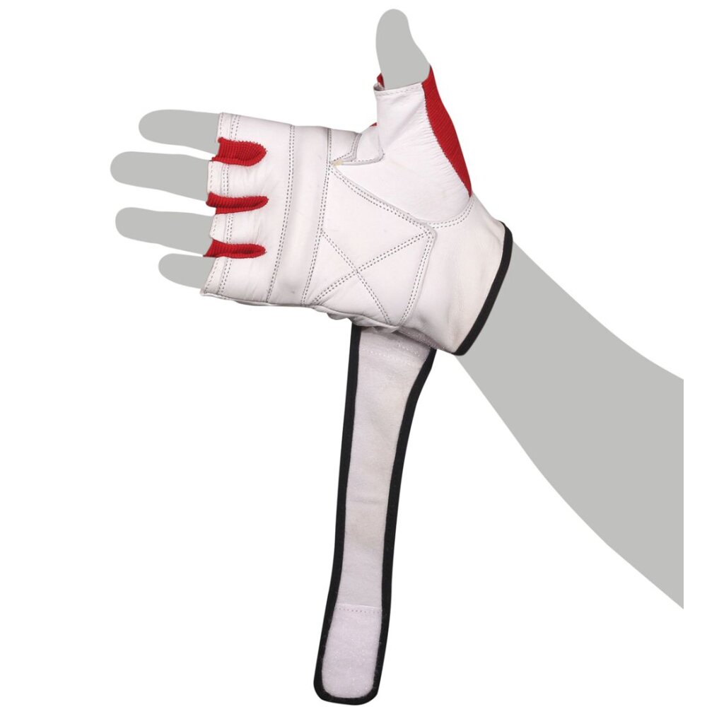 Sandsackhandschuhe Orbit Leder wei&szlig;/rot XL