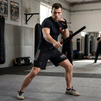 20 Jahre Jubel Angebot - Escrima Stock schwarz Eiche massiv 65 cm Schlagstock Langstock