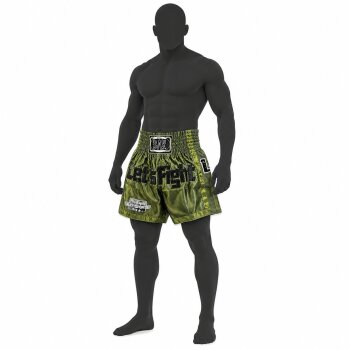 20 Jahre Jubel Angebot - Let´s Fight olive Mesh Thaiboxhose XXS - XXL
