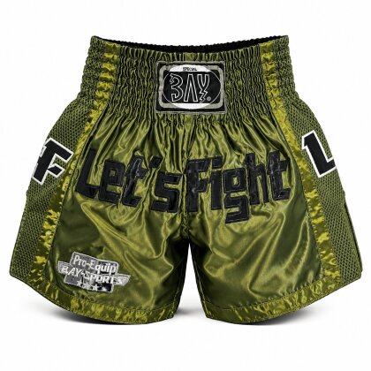 20 Jahre Jubel Angebot - Let´s Fight olive Mesh Thaiboxhose  XL
