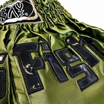 20 Jahre Jubel Angebot - Let´s Fight olive Mesh Thaiboxhose  XL