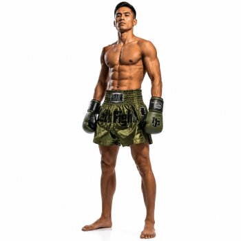20 Jahre Jubel Angebot - Let´s Fight olive Mesh Thaiboxhose  XL