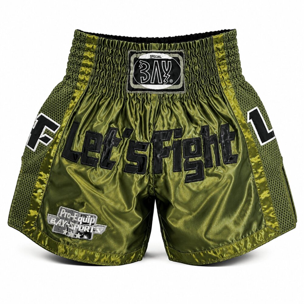 20 Jahre Jubel Angebot - Let´s Fight olive Mesh Thaiboxhose  XL