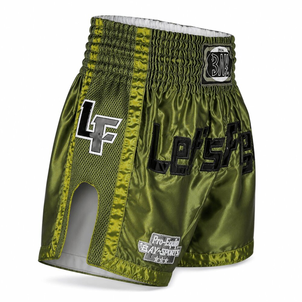 20 Jahre Jubel Angebot - Let´s Fight olive Mesh Thaiboxhose  XL