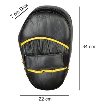 Neue Auflage Jumbo Line - Leder Handpratzen sch/grau/gelb Paar