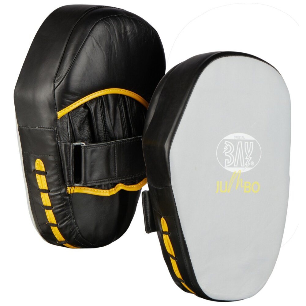 Neue Auflage Jumbo Line - Leder Handpratzen sch/grau/gelb Paar