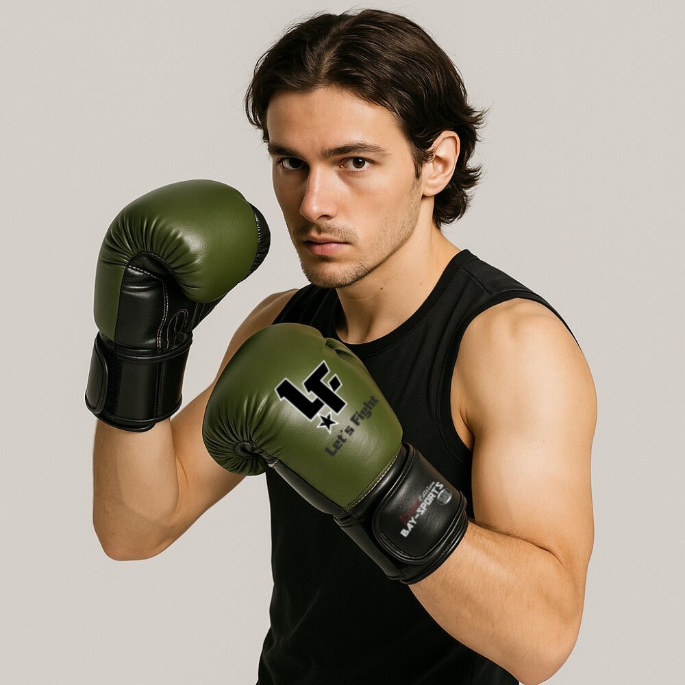Oliv Noir Edition Boxhandschuhe Let´s Fight  8 - 12 Unzen 10 Unzen