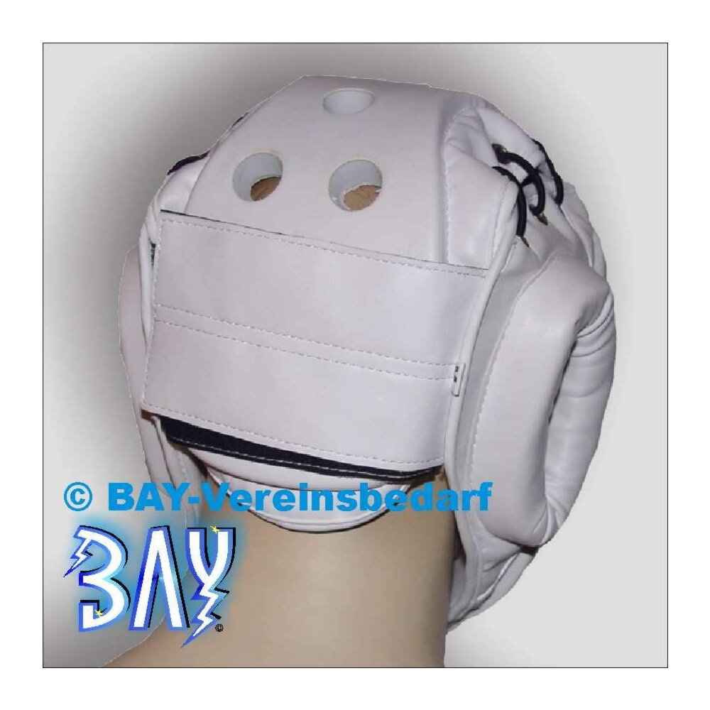 Kopfschutz mit Plexiglas Maske Leder PU wei&szlig; S - XL S