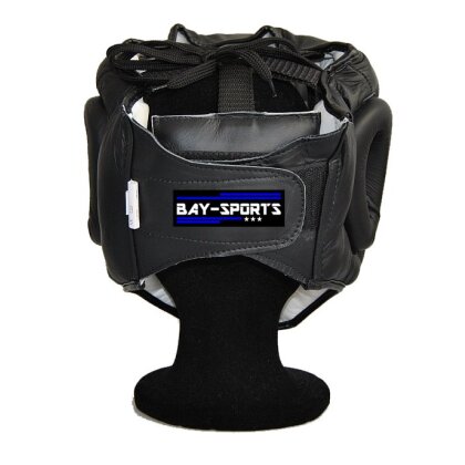 Kopfschutz mit Kunststoff Gitter Leder schwarz S - XL