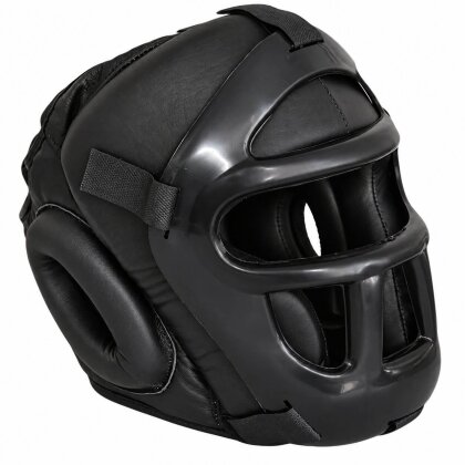 Kopfschutz Fortress mit Kunststoff Gitter Leder schwarz XL