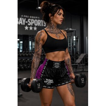 20 Jahre Jubel Angebot - Pro-Equip Mesh Thaiboxhose schwarz/lila XXS