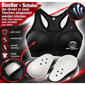 Set Brustschutz Topp High Support + Schalen 3 Teile schwarz S