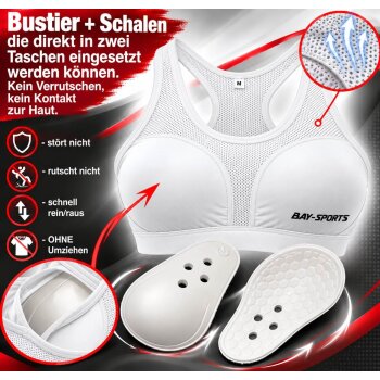 Set Brustschutz Topp High Support + Schalen 3 Teile weiß XS - XL