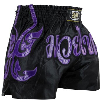 Laser Cut Thaiboxhose schwarz/lila violett M