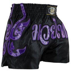 Laser Cut Thaiboxhose schwarz/lila violett L