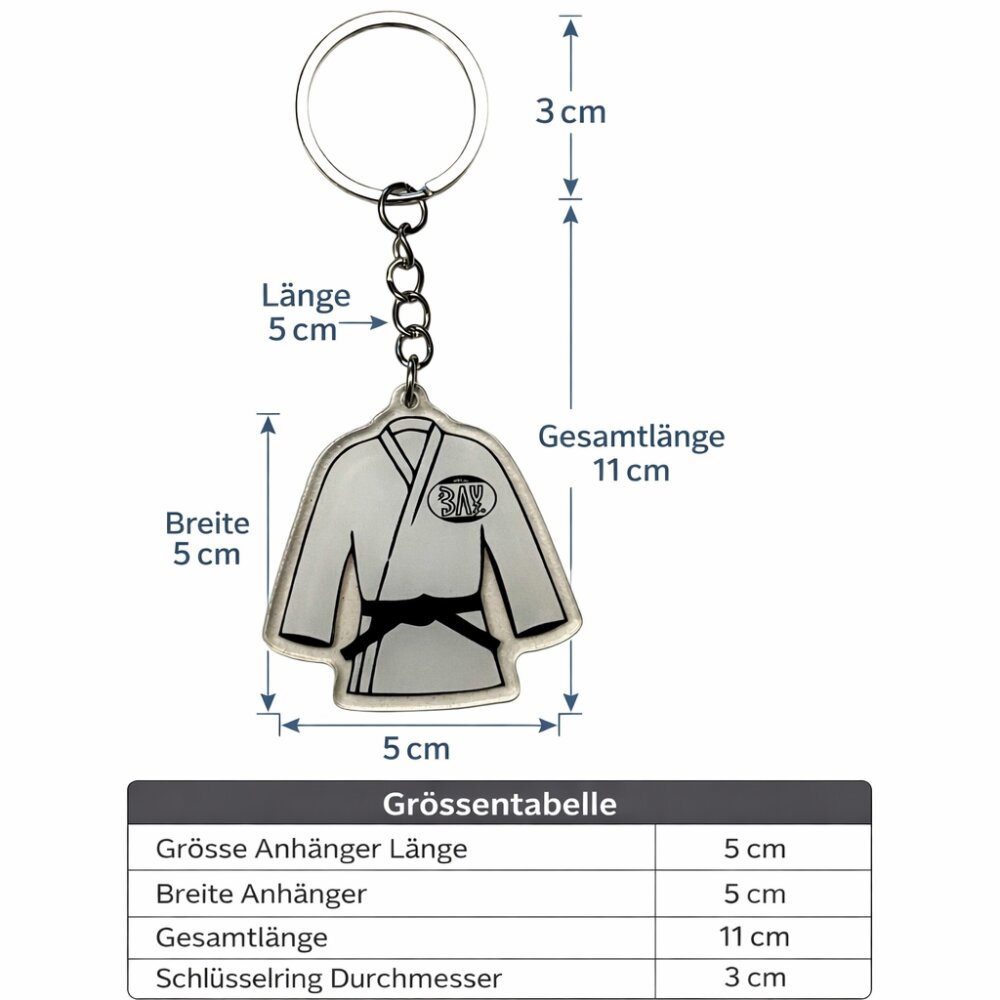 BAY Mini Karate Anzug Jacke weiß Schlüsselanhänger Anhänger aus Acryl 2D