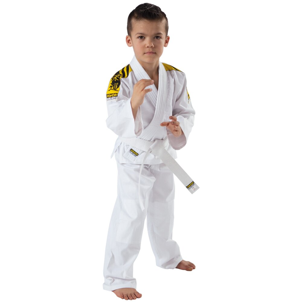 Judoanzug Ju Jutsu Anzug KWON Junior Kinder weiß mit Schulterstreifen Einsteiger  140