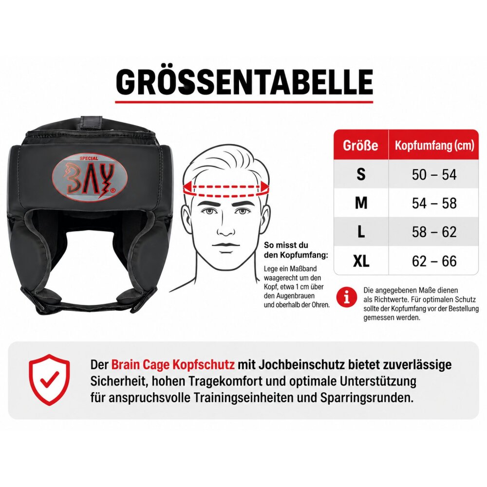 Brain Cage Kopfschutz mit Jochbeinschutz schwarz M