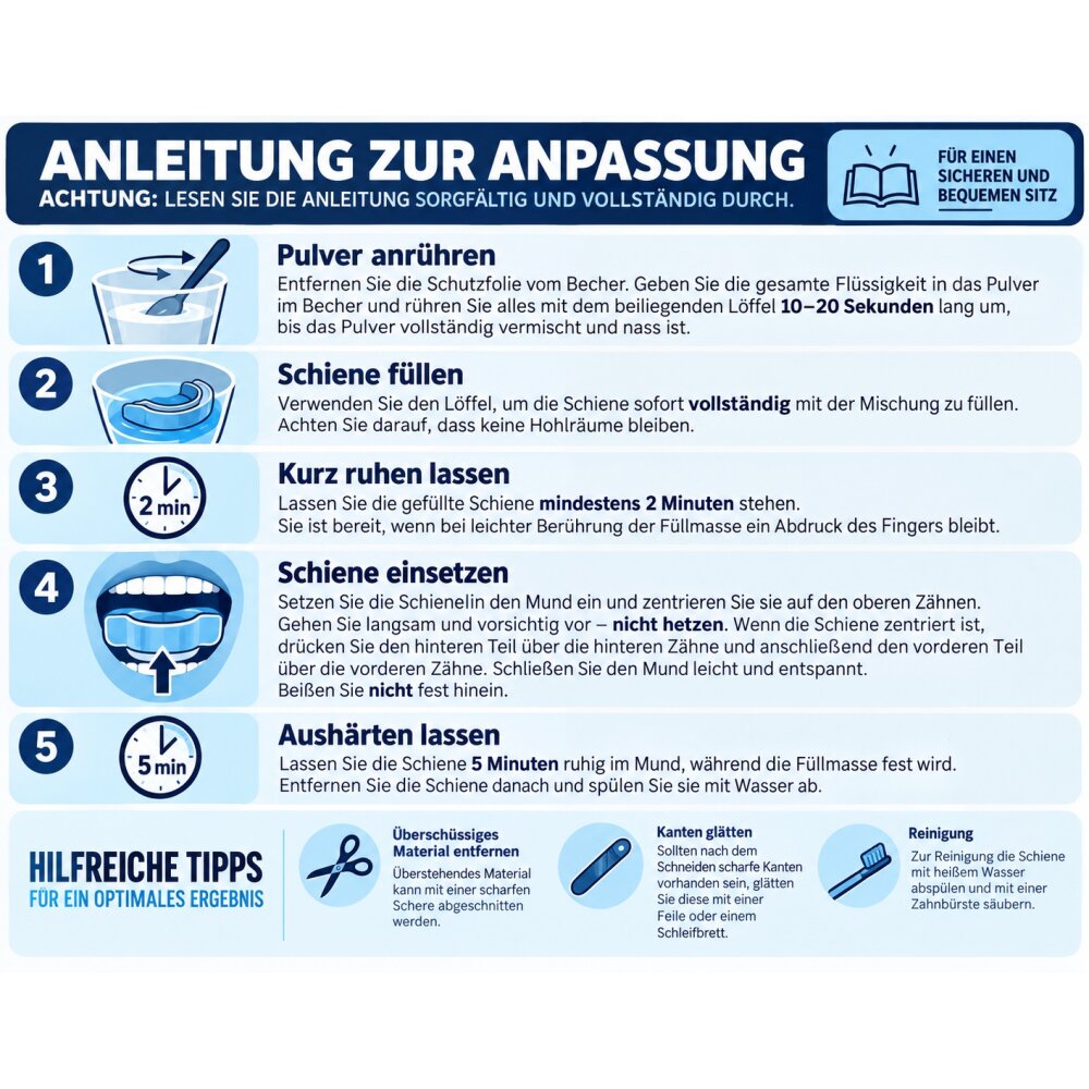 SHIELD Custom Fit - gießbarer Zahnschutz mit Formmasse amerikanisch Erwachsene