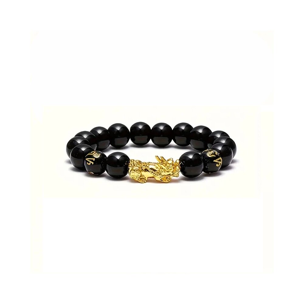 Drachenarmband, black Feng Shui Schwarzer Obsidian Reichtumsarmband,  Accessoires  oder Gl&uuml;cksbringer