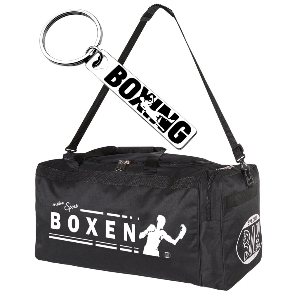 Boxen Sporttasche + Schlüsselanhänger GRATIS mein Sport schwarz 70 cm Taschen