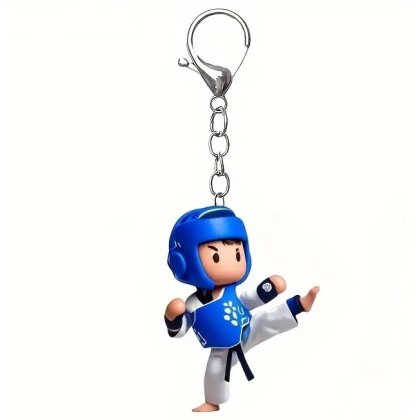 Schlüsselanhänger Acryl Figur Taekwondo Blau