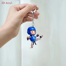 Schlüsselanhänger Acryl Figur Taekwondo Blau