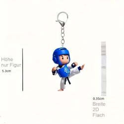 Schlüsselanhänger Acryl Figur Taekwondo Blau