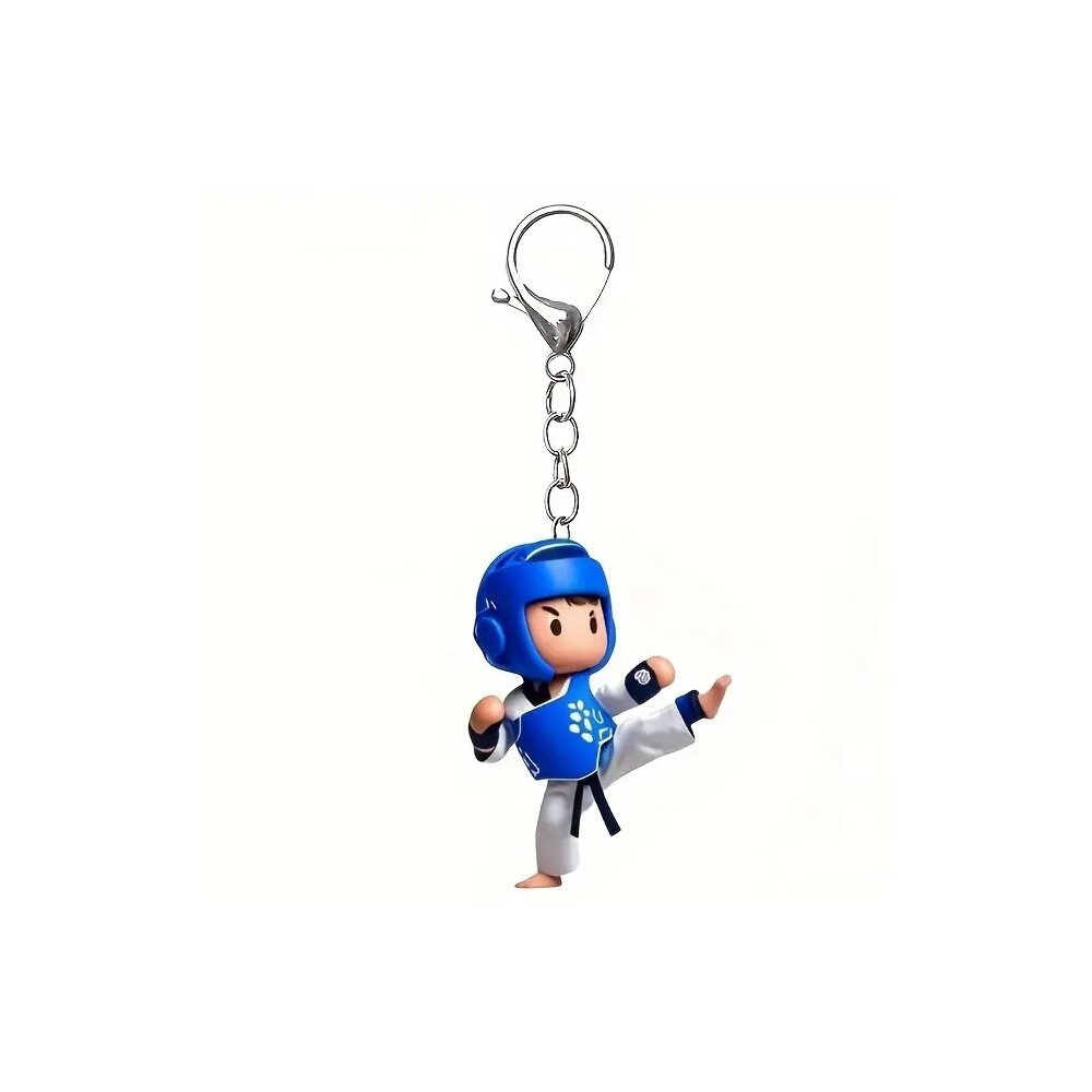 Schlüsselanhänger Acryl Figur Taekwondo Blau