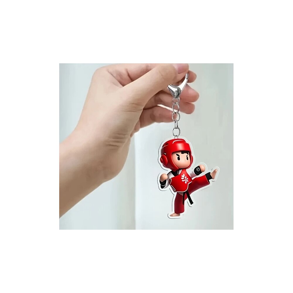 Schlüsselanhänger Acryl Figur Taekwondo Rot