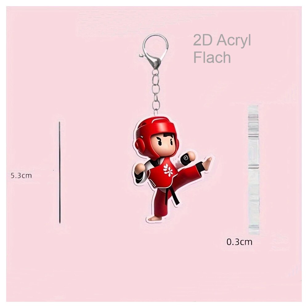 Schlüsselanhänger Acryl Figur Taekwondo Rot