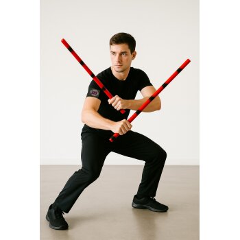 Arnis Langstock Rattan lackiert rot/schwarz 65 cm