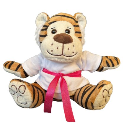 Tiger pink Sensationi Plüschtier 22 cm mit Budogürtel in rosa