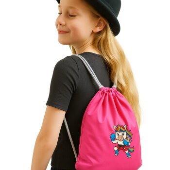 Sportbeutel Kids Fight Club Einhorn – Pinker Turnbeutel für Mädchen mit Kampfsport-Power