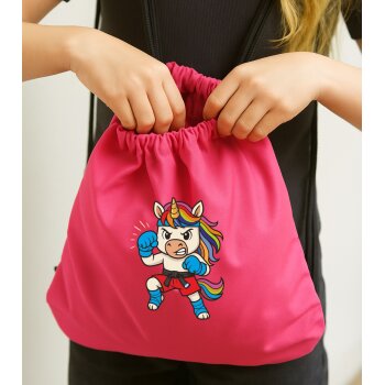 Sportbeutel Kids Fight Club Einhorn – Pinker Turnbeutel für Mädchen mit Kampfsport-Power