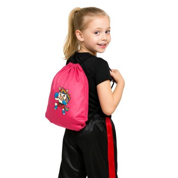 Sportbeutel Kids Fight Club Einhorn – Pinker Turnbeutel für Mädchen mit Kampfsport-Power