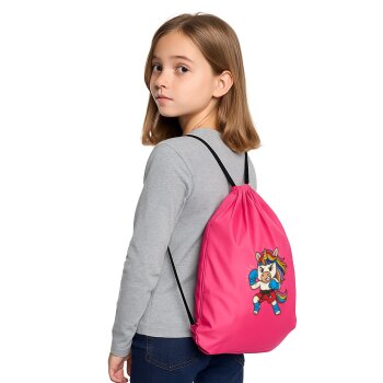Sportbeutel Kids Fight Club Einhorn – Pinker Turnbeutel für Mädchen mit Kampfsport-Power