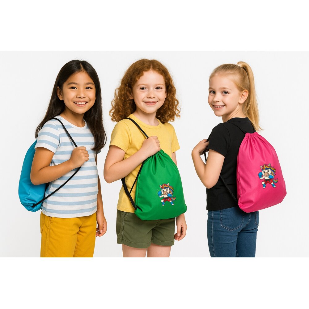 Sportbeutel Kids Fight Club Einhorn – Pinker Turnbeutel für Mädchen mit Kampfsport-Power