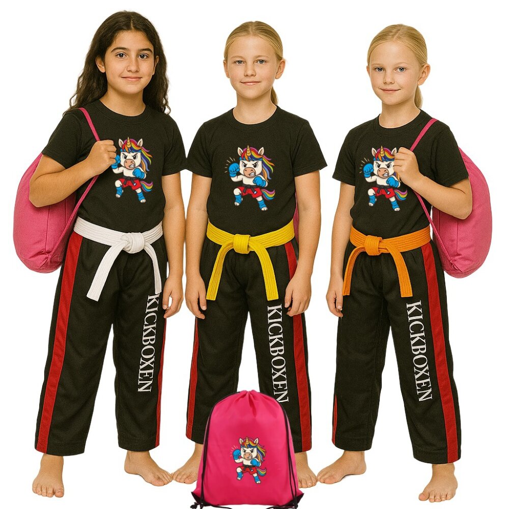 Sportbeutel Kids Fight Club Einhorn – Pinker Turnbeutel für Mädchen mit Kampfsport-Power