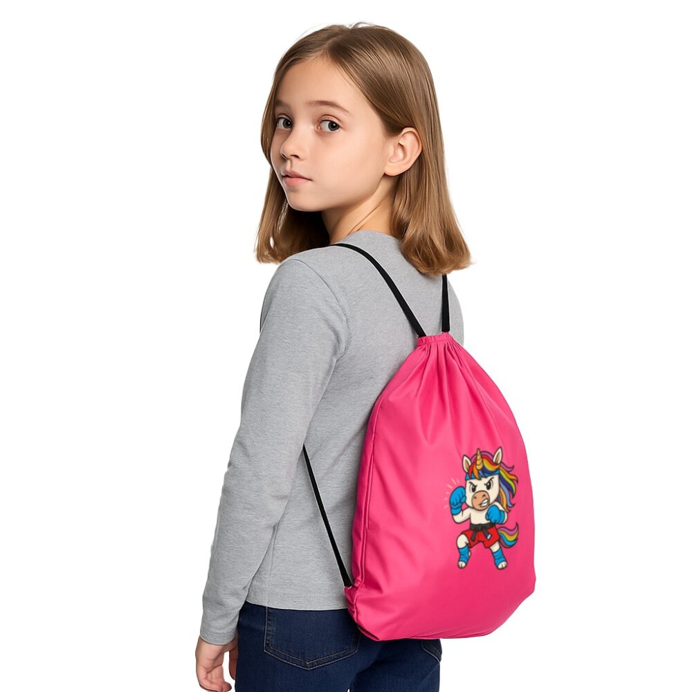 Sportbeutel Kids Fight Club Einhorn – Pinker Turnbeutel für Mädchen mit Kampfsport-Power