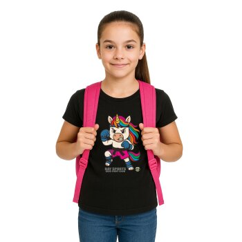 Kids Fight Club T-Shirt Einhorn - Power im Regenbogen für Kinder  schwarz 128
