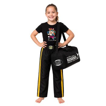 Kids Fight Club T-Shirt Einhorn - Power im Regenbogen für Kinder  schwarz 128