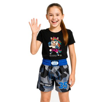 Kids Fight Club T-Shirt Einhorn - Power im Regenbogen für Kinder  schwarz 128