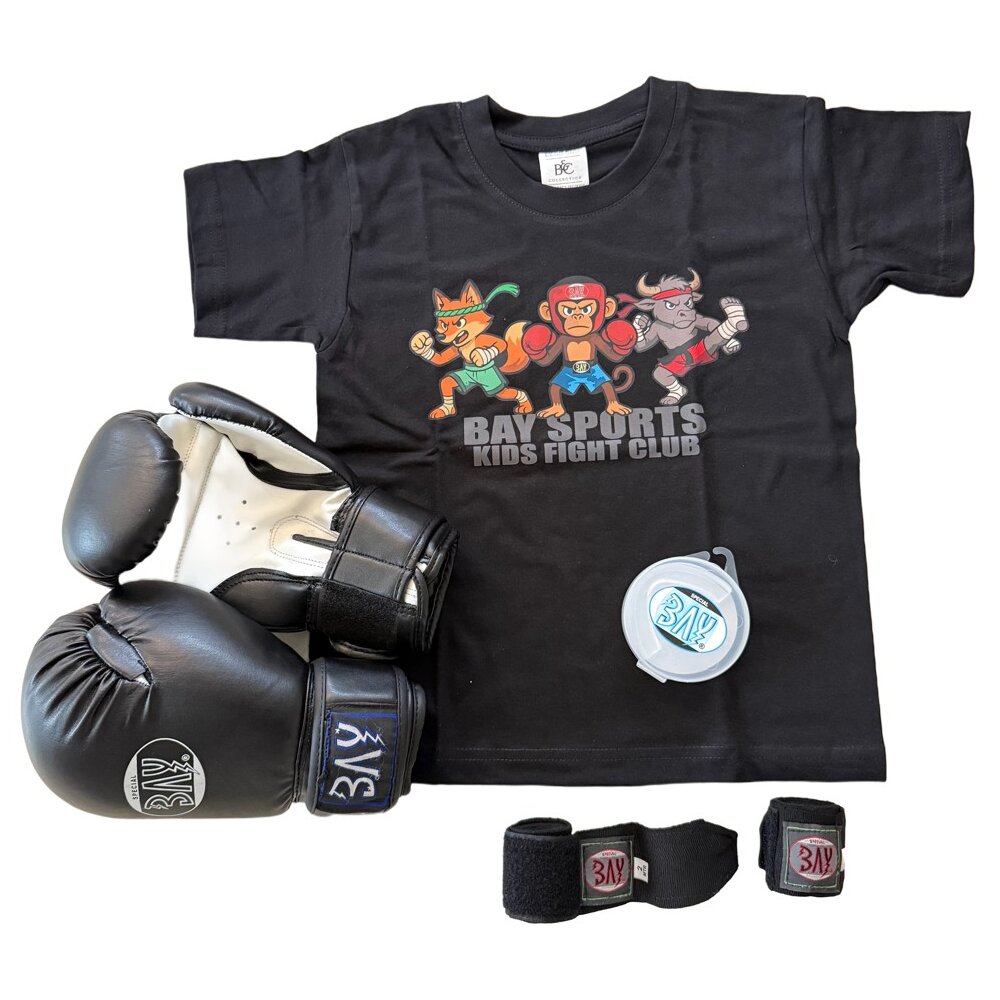 Kids Starter Set: Boxhandschuhe + T-Shirt + Zahnschutz + Boxbandagen