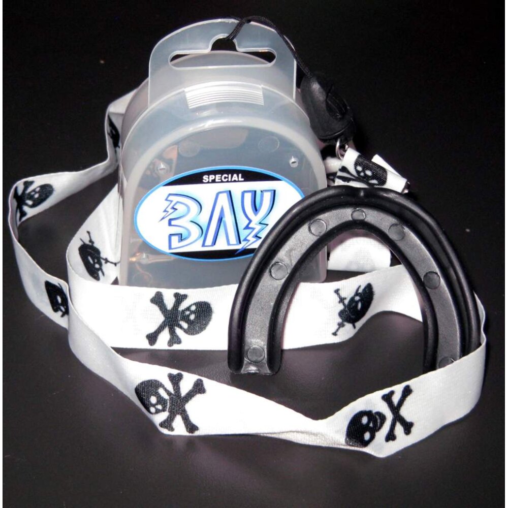 Zahnschutz Single + Lany Case + Schlüsselband - Farben Kinder Erwachsene gelb Totenkopf weiß Kinder bis ca. 12 Jahre