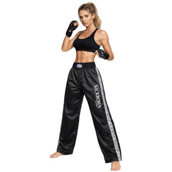 Stick Edition Kickboxhose schwarz / grau silber 4XS - XXL Kinder Erwachsene
