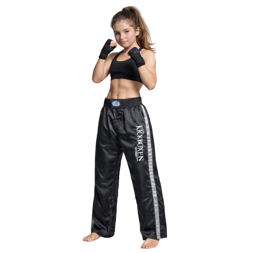 Stick Edition Kickboxhose schwarz / grau silber 4XS - XXL Kinder Erwachsene